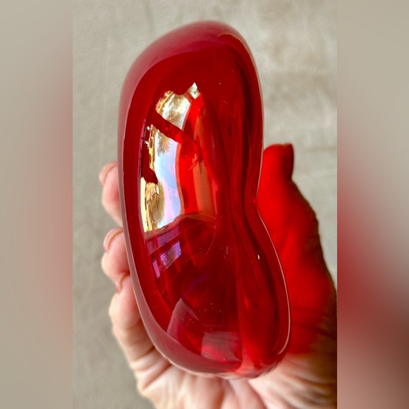 Hand blown solid Red Glass Ashtray/Trinket Dish. Vintage EUC - Picture 5 of 9